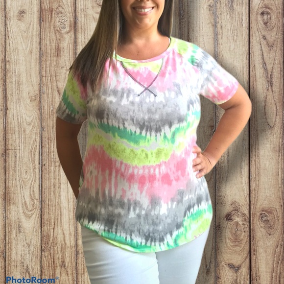 TIE DYE PRINT TOP WITH RAGLAN SLEEVES - Picture 8 of 11